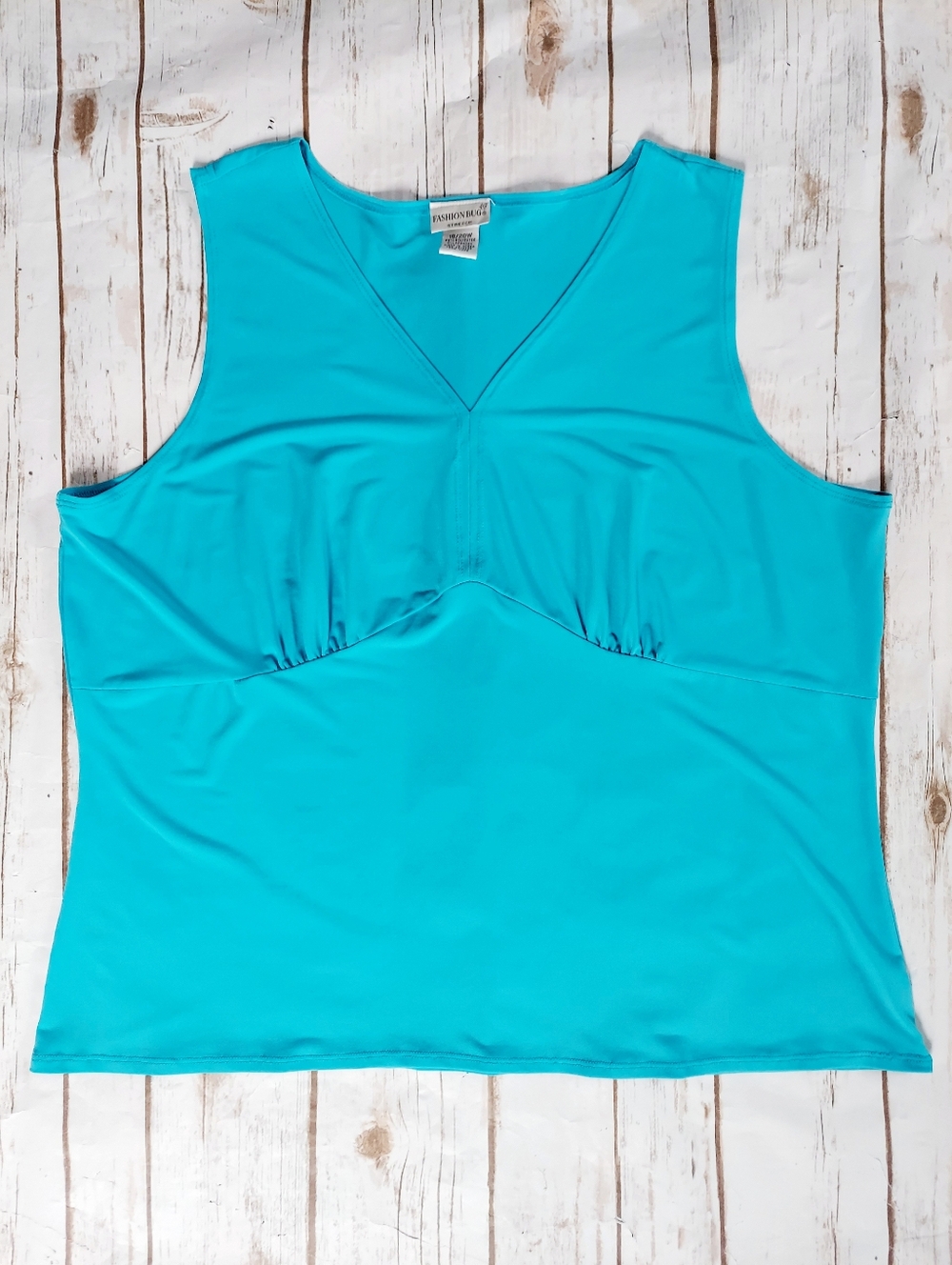 🔴3/$15 Fashion Bug Sexy V-Neck Sleeveless Turquoise Top Women's 18/20W - Picture 4 of 8